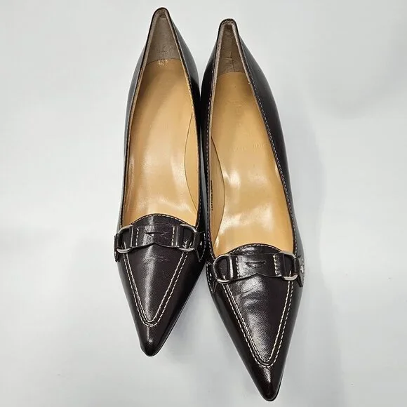 J. Crew | Shoes | J Crew Paige Chestnut Brown Leather Heels Size 9us Nwob |  Poshmark